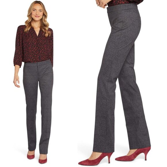Nydj Slim Fit Ponte Trousers In Mondo Herringbone Size 18 - Picture 1 of 7